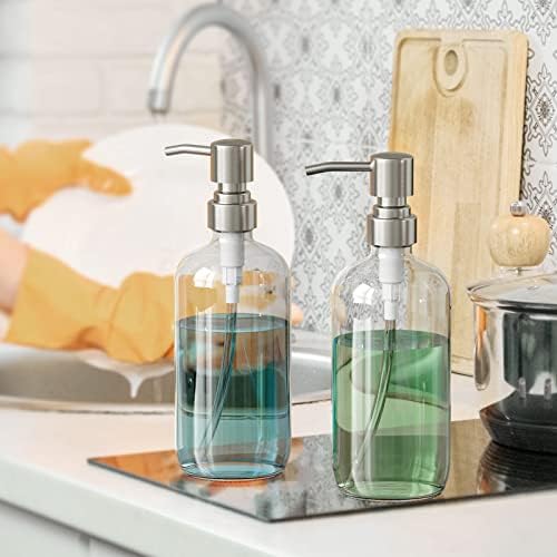 Elegant Refillable Glass Soap Dispensers (2 Pack)